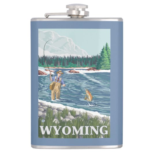 Vliegtuigboot WyomingVintage Travel Poster Heupfles (Voorkant)