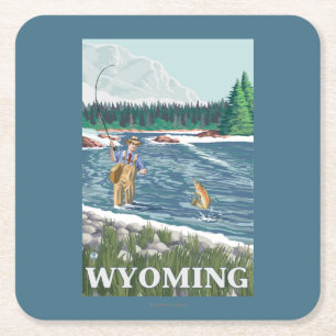 Vliegtuigboot WyomingVintage Travel Poster Kartonnen Onderzetters