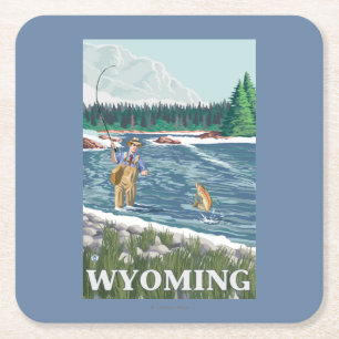 Vliegtuigboot WyomingVintage Travel Poster Kartonnen Onderzetters