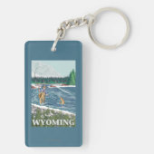 Vliegtuigboot WyomingVintage Travel Poster Sleutelhanger (achterkant)