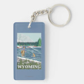 Vliegtuigboot WyomingVintage Travel Poster Sleutelhanger (achterkant)