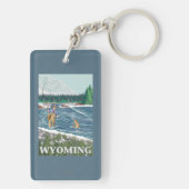 Vliegtuigboot WyomingVintage Travel Poster Sleutelhanger (achterkant)