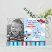 Vliegtuigbootjongen Foto van Birthday-uitnodiginge Kaart