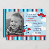 Vliegtuigbootjongen Foto van Birthday-uitnodiginge Kaart