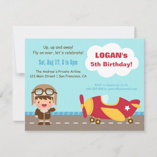 Vliegtuigbootzanger Birthday Party - Uitnodigingen (Voorkant)