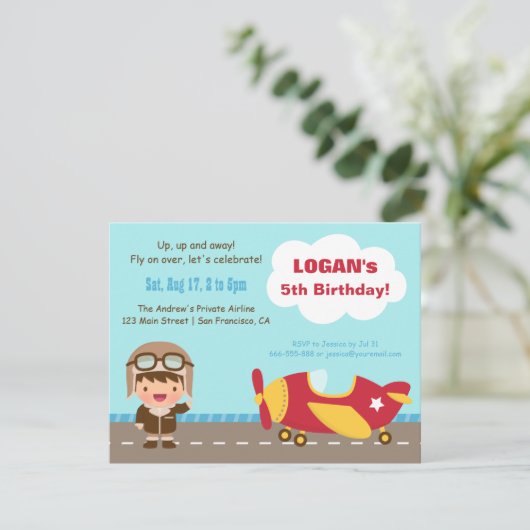 Vliegtuigbootzanger Birthday Party - Uitnodigingen (Staand voorkant)