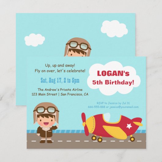 Vliegtuigbootzanger Birthday Party - Uitnodigingen (Voorkant / Achterkant)