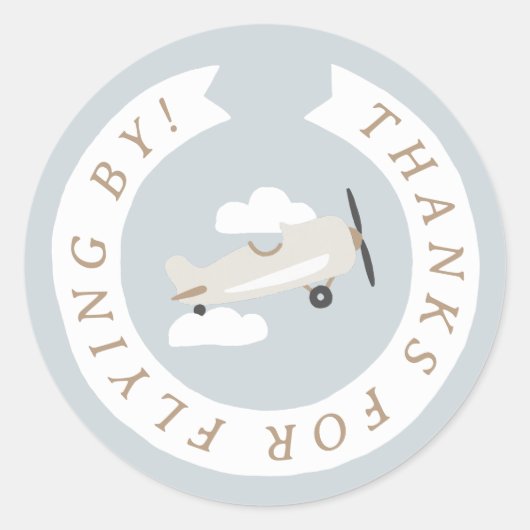 vliegtuigboys Birthday Dank u Ronde Sticker (Voorkant)