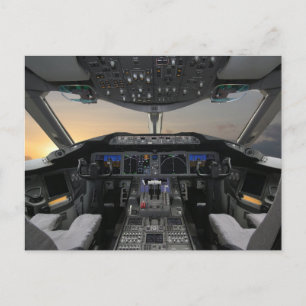 Vliegtuigcockpit Briefkaart