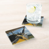 Vliegtuigcockpitfoto, Cool Aviation Pilot Dad Glazen Onderzetter (Schuin)