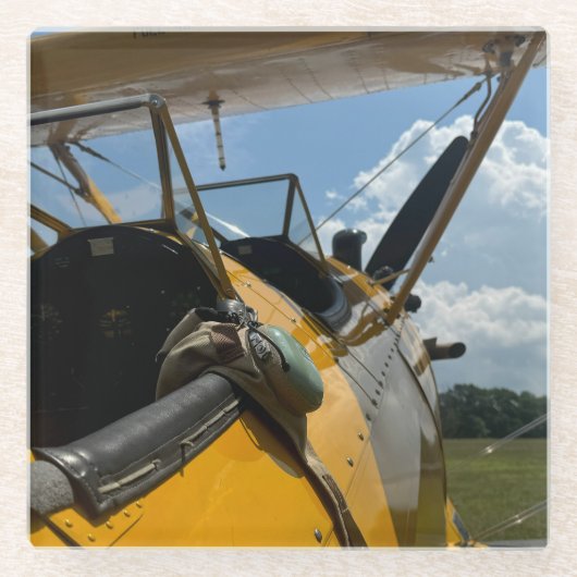 Vliegtuigcockpitfoto, Cool Aviation Pilot Dad Glazen Onderzetter (Voorkant)