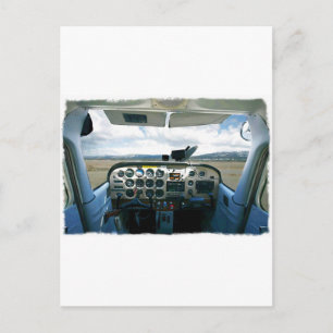 Vliegtuigcockpitit Briefkaart