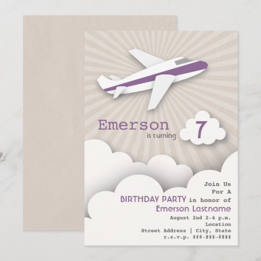 Vliegtuigdag - Aanbesteding Paars Kaart (Voorkant / Achterkant)