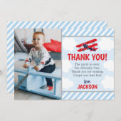 Vliegtuigdag Dank je wel,  jongen Red Bedankkaart (Voorkant / Achterkant)