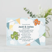 Vliegtuigdag Invitaties Twins Kaart (Staand voorkant)