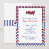 Vliegtuigdag Uitnodiging/rood wit blauw Kaart (Voorkant / Achterkant)