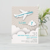 Vliegtuigdag - Uitnodiging van de partij - Blauw (Staand voorkant)