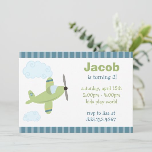 Vliegtuigdag voor groen en blauw vliegtuig kaart (Staand voorkant)