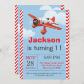 Vliegtuigdaguitnodiging. Boy Birthday Party Kaart (Voorkant / Achterkant)