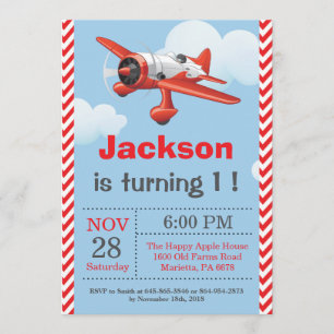 Vliegtuigdaguitnodiging. Boy Birthday Party Kaart