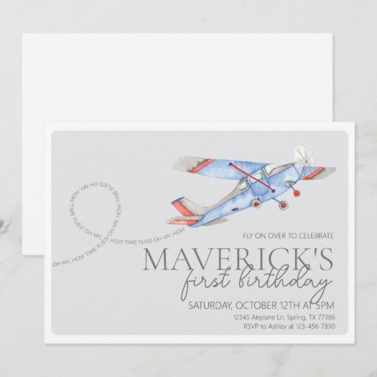 Vliegtuigdaguitnodiging Kaart (Voorkant / Achterkant)