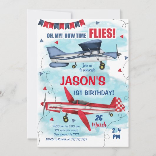 Vliegtuigdaguitnodiging Kaart (Voorkant)