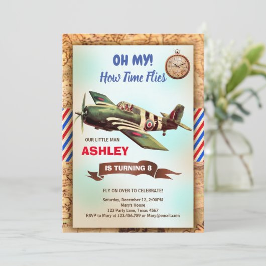 Vliegtuigdaguitnodiging Kaart (Staand voorkant)