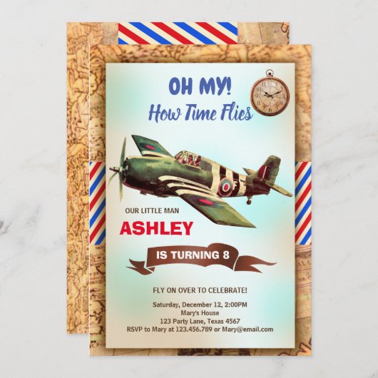 Vliegtuigdaguitnodiging Kaart (Voorkant / Achterkant)