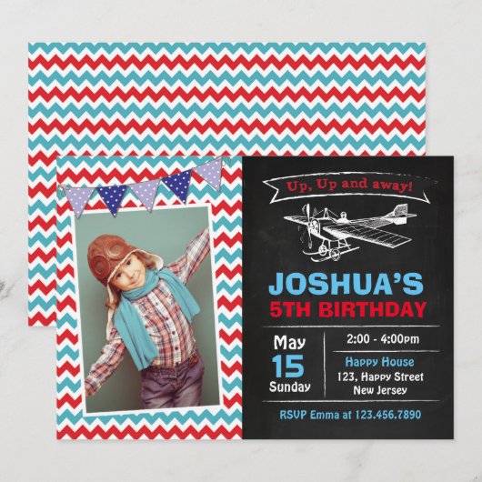 Vliegtuigdaguitnodiging Kaart (Voorkant / Achterkant)