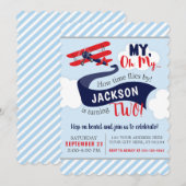 Vliegtuigdaguitnodiging met enveloppen kaart (Voorkant / Achterkant)