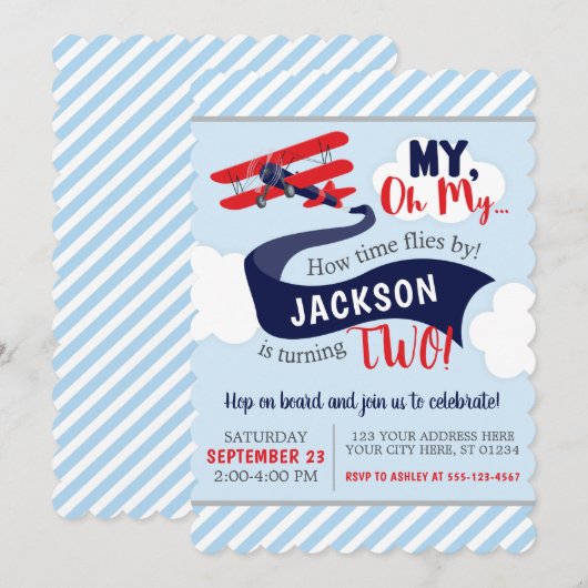 Vliegtuigdaguitnodiging met enveloppen kaart (Voorkant / Achterkant)