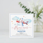 Vliegtuigdaguitnodiging voor Waterverf van zoet Kaart (Staand voorkant)