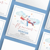 Vliegtuigdaguitnodiging voor Waterverf van zoet Kaart