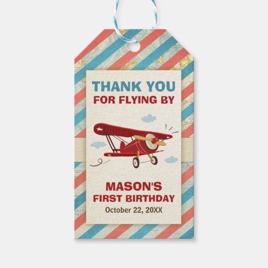 Vliegtuigdank voor labels  avontuurreizen cadeaulabel (Voorkant)