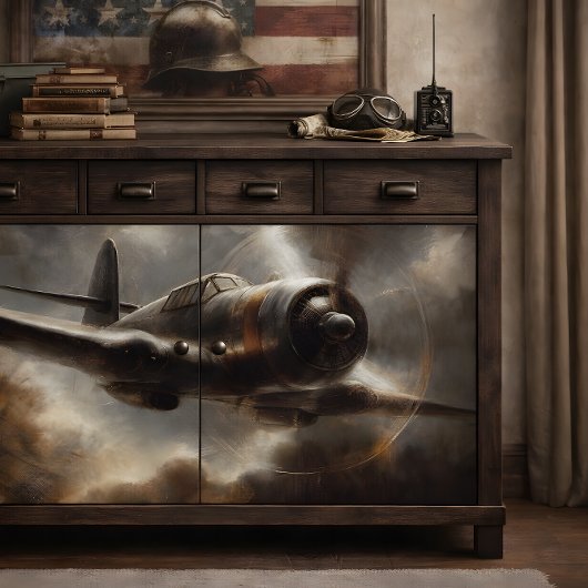 Vliegtuigdecoupage uit de oude doos tissuepapier