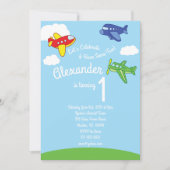 Vliegtuigen 1e Verjaardag Schattigee Jongensuitnod Kaart (Voorkant)