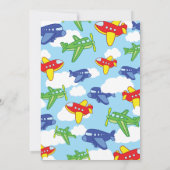 Vliegtuigen 1e Verjaardag Schattigee Jongensuitnod Kaart (Achterkant)