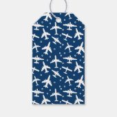 Vliegtuigen Blauw Wit Patroon Cadeaulabel (Voorkant)