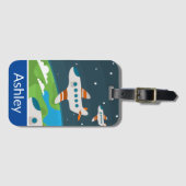 Vliegtuigen boven de aarde Kinder, speciaal gepers Bagagelabel (Voorkant (horizontaal))