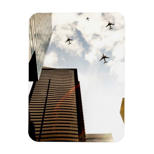 Vliegtuigen boven gebouwen magneet (Verticaal)
