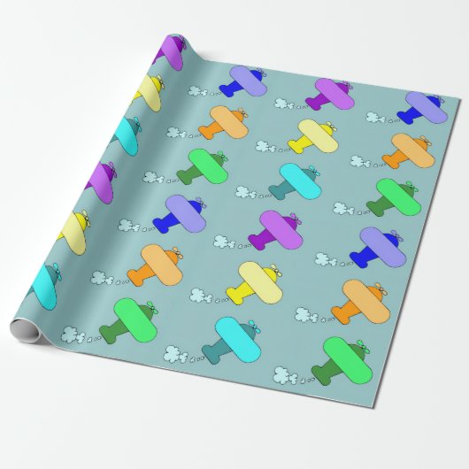 Vliegtuigen Cadeaupapier (Uitgerold)