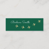 Vliegtuigen die op groen vliegen. reisagent mini visitekaartje (Voorkant)