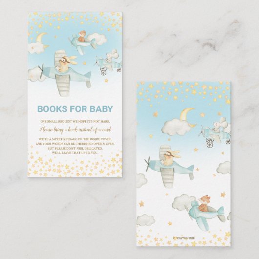 Vliegtuigen die vliegen houden een boek bij informatiekaartje (Voorkant / Achterkant)