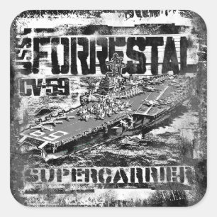 Vliegtuigen drager Forrestal Square Sticker Sticke