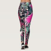 VLIEGTUIGEN, DRUKERS Roze Japanse Floral Leggings (Achterkant)