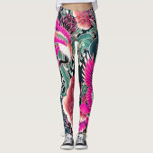 VLIEGTUIGEN, DRUKERS Roze Japanse Floral Leggings (Voorkant)