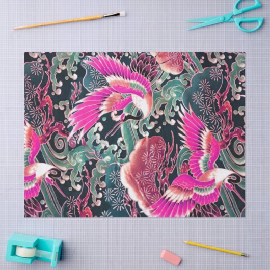 VLIEGTUIGEN, DRUKERS Roze Japanse Floral Tissuepapier (Craft)