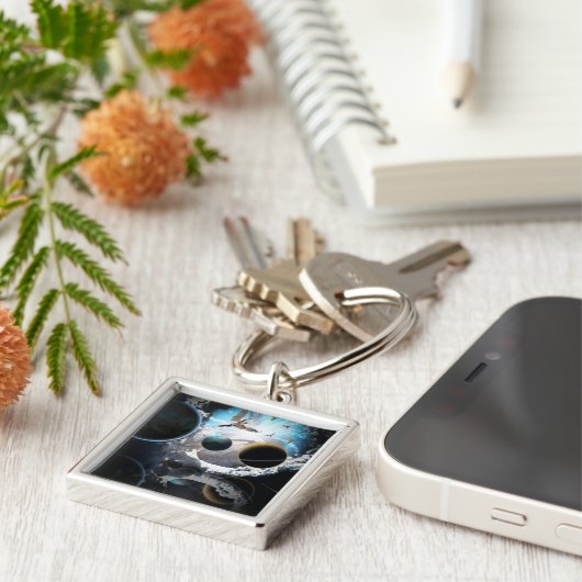 Vliegtuigen en aarde sleutelhanger (Zijkant)