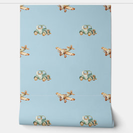  Vliegtuigen en Auto's Patroon Baby kwekerij Behang