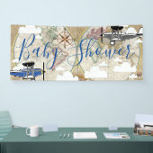 Vliegtuigen en Baby shower voor  Wereldkaart Spandoek (Beurs)